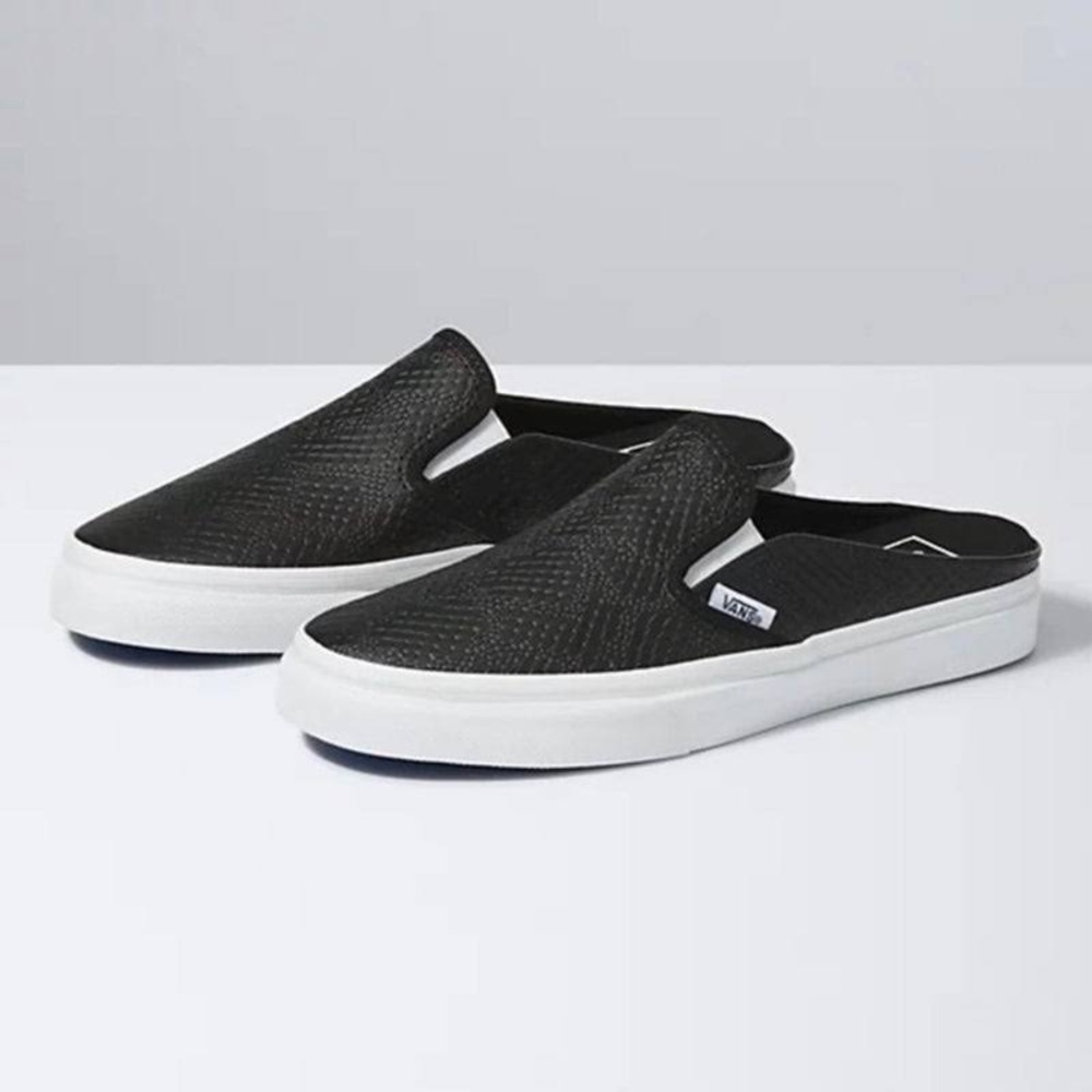 Like New! Vans Classic Slip-on Mule Black Leather Python